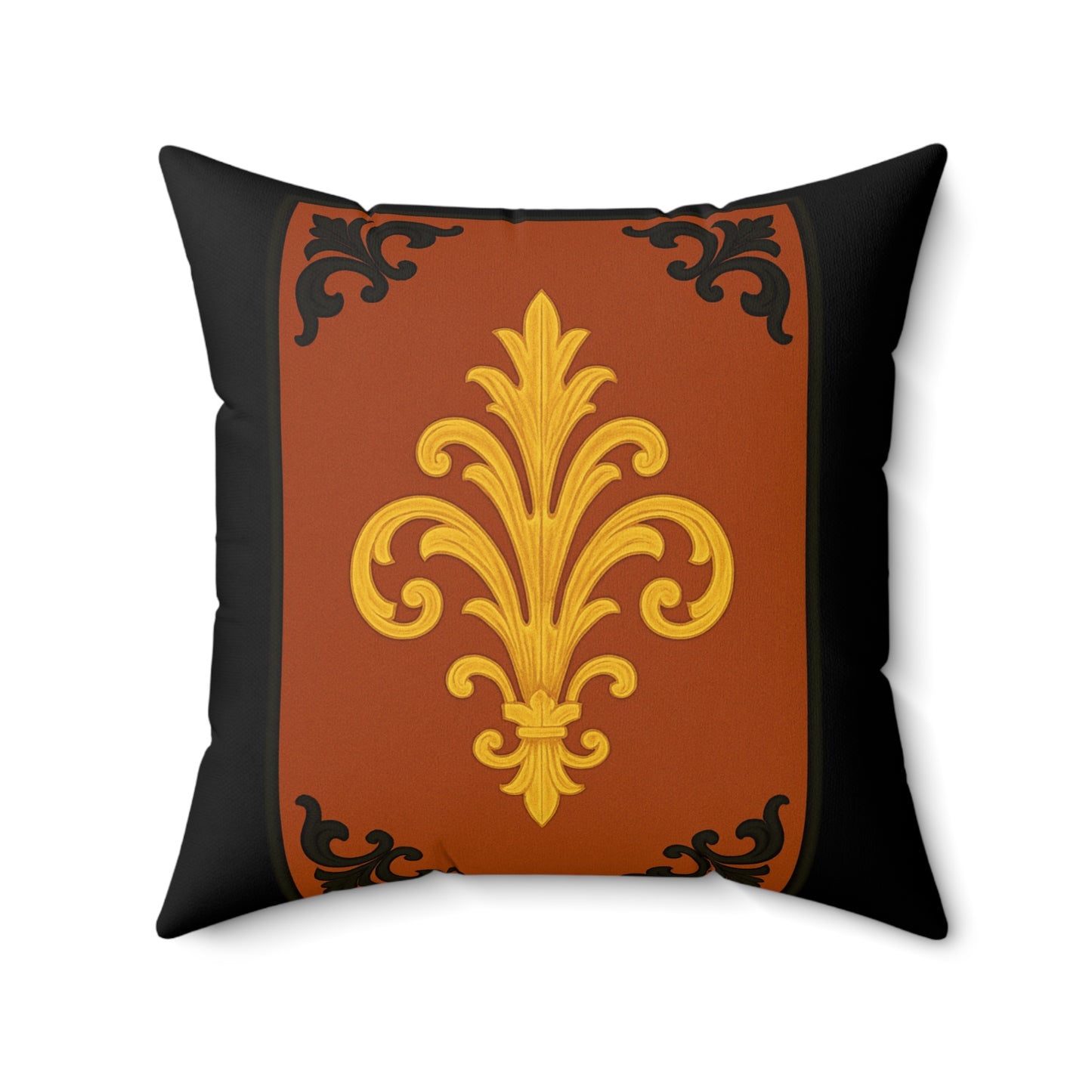 Dusk Terracotta Baroque Faux Suede Pillow — Decorative Throw Cushion