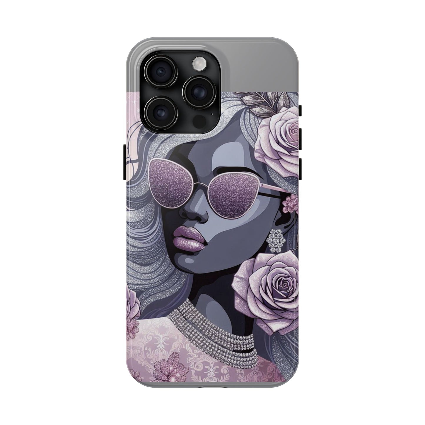 Glamorous Floral Tough Phone Case - Chic Protection for Trendsetters - Lilac & Lavender