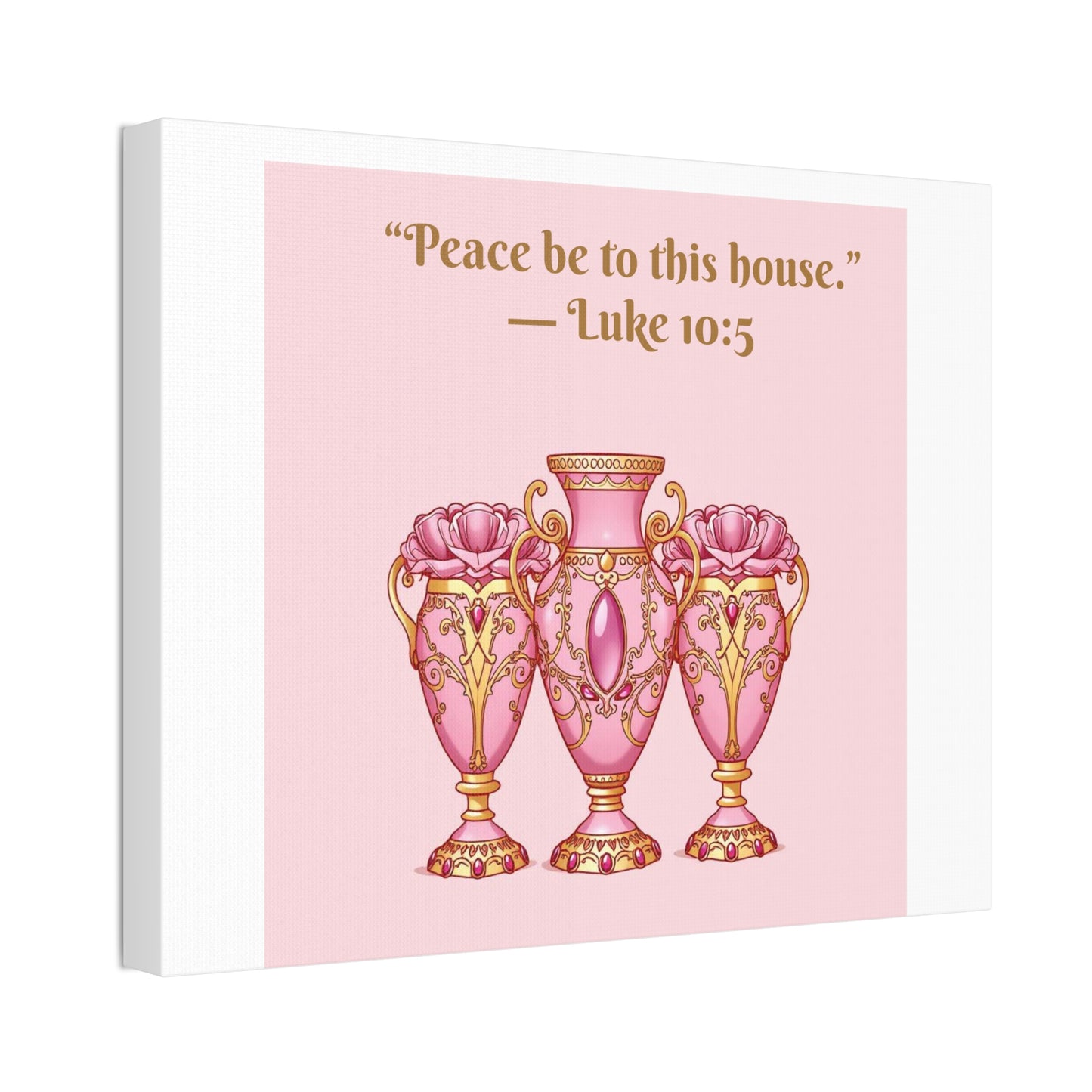 Decorative Canvas Wall Art - "Peace Be to This House" Vases, Home Decor, Inspirational Wall Art, Gift for Housewarming - 10:5