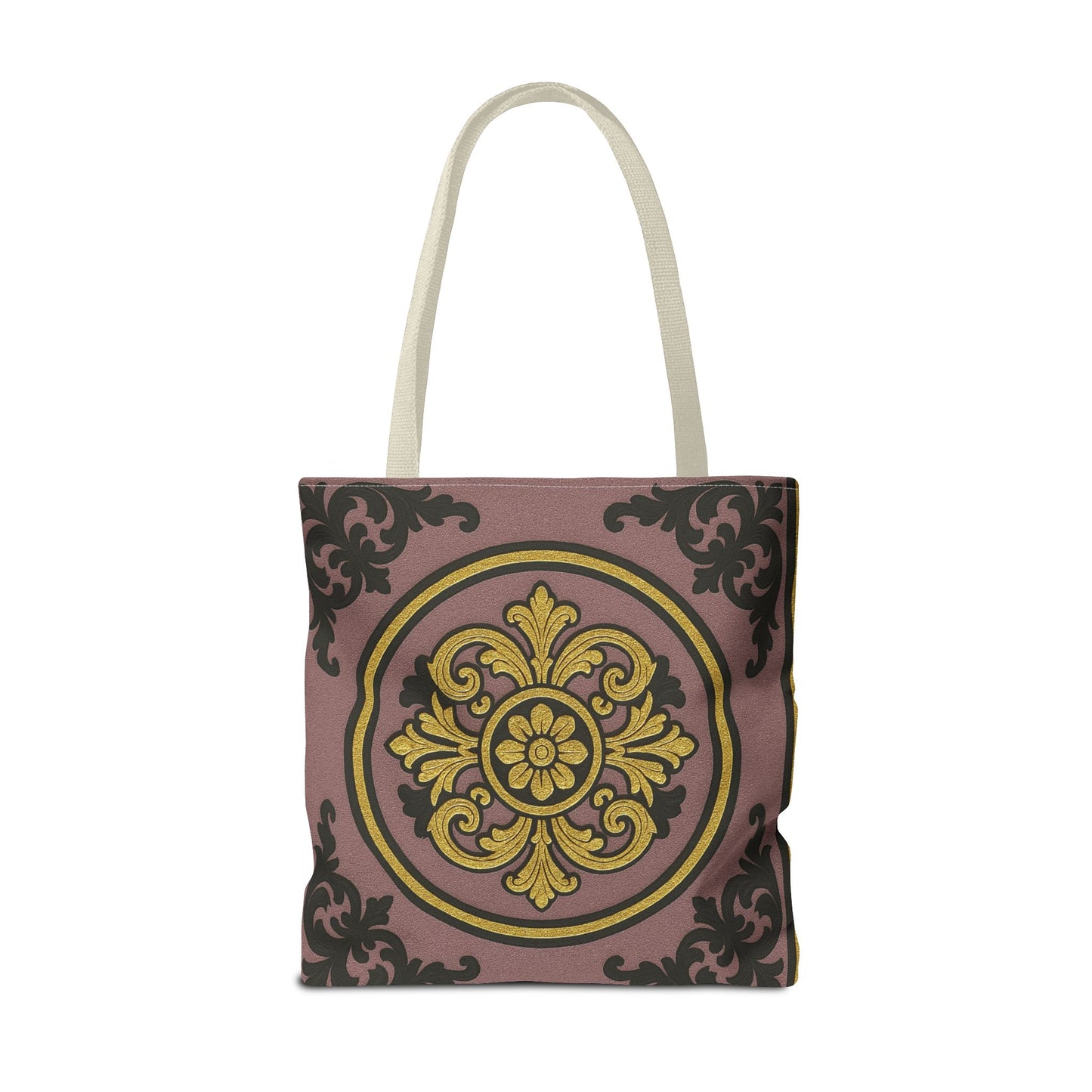 Elegant Gilded Mauve With Gold-Black Baroque Print Tote Bag, Reusable Shopping Tote, Gift for Her, Weekend Bag, Eco-Friendly Handbag