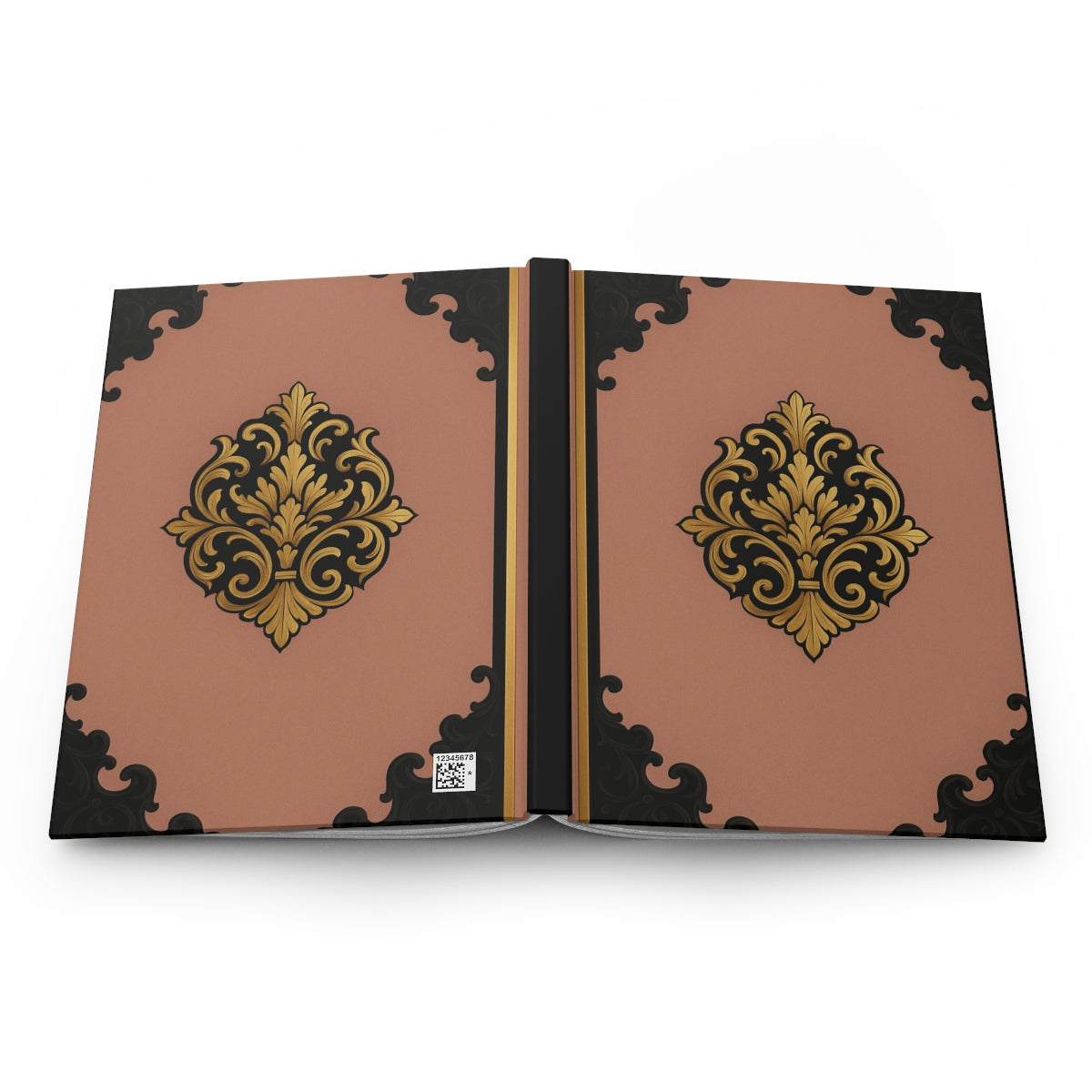 Mauve & Black-Gold Baroque Vintage Hardcover Journal — Elegant Mauve & Gold Notebook