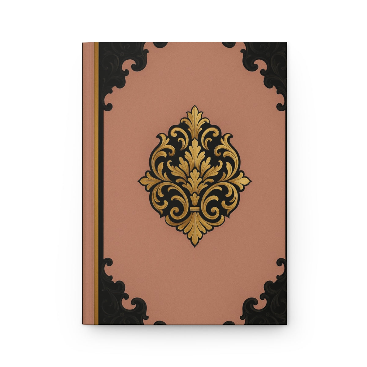 Mauve & Black-Gold Baroque Vintage Hardcover Journal — Elegant Mauve & Gold Notebook